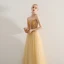 Sexy Gold Prom Dresses 2019 A-Line / Princess Strapless Beading Crystal Sleeveless Backless Floor-Length / Long Formal Dresses