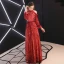 Chic / Belle Bordeaux Robe De Soirée 2019 Princesse Bustier Dentelle Paillettes Gonflée Manches Longues Dos Nu Longue Robe De Ceremonie