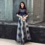 Elegant Navy Blue Evening Dresses  2019 A-Line / Princess Scoop Neck Beading Lace Flower Short Sleeve Backless Floor-Length / Long Formal Dresses
