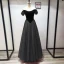 Chic / Beautiful Burgundy Evening Dresses  2019 A-Line / Princess Suede Off-The-Shoulder Spotted Tulle Short Sleeve Backless Floor-Length / Long Formal Dresses