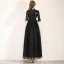 Chic / Belle Noire de retour Robe De Graduation 2019 Princesse Col Haut Paillettes 1/2 Manches Longueur Cheville Robe De Ceremonie