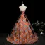 Vintage / Retro Multi-Colors Graphic Prom Dresses 2025 A-Line / Princess Strapless Sleeveless Backless Floor-Length / Long Formal Dresses