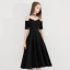 Chic / Beautiful Champagne Homecoming Graduation Dresses 2019 A-Line / Princess Off-The-Shoulder Short Sleeve Backless Tea-length Formal Dresses
