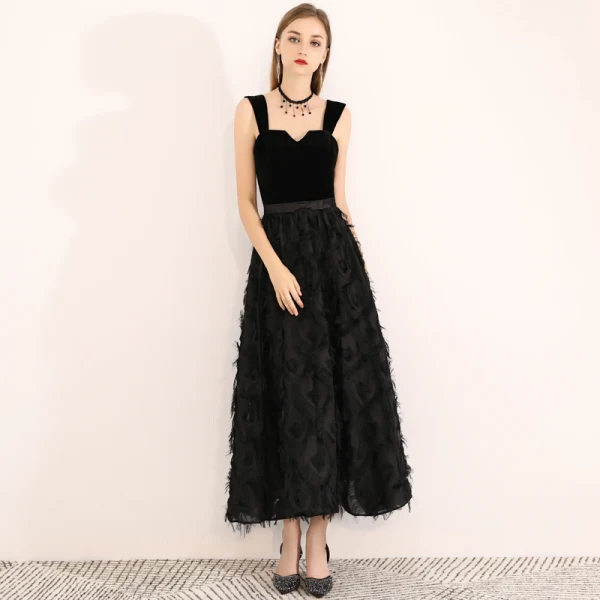 Chic / Beautiful Burgundy Evening Dresses 2019 A-Line / Princess Shoulders Suede Tassel Sleeveless Tea-length Formal Dresses