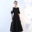 Modest / Simple Champagne Homecoming Graduation Dresses 2019 A-Line / Princess Scoop Neck Short Sleeve Tea-length Formal Dresses