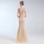 Luxury / Gorgeous Gold Evening Dresses  2019 Trumpet / Mermaid Scoop Neck Handmade  Beading Crystal Pearl Sequins Sleeveless Floor-Length / Long Formal Dresses