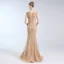 Luxury / Gorgeous Gold Handmade  Beading Evening Dresses  2019 Trumpet / Mermaid V-Neck Crystal Lace Flower Sequins Sleeveless Floor-Length / Long Formal Dresses