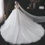 Mode Ivoire Robe De Mariée 2021 Robe Boule Encolure Dégagée Perlage Appliques En Dentelle Fleur Perle Paillettes Manches Courtes Dos Nu Royal Train Mariage