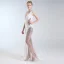 Sexy Ivoire Transparentes Robe De Soirée 2019 Trompette / Sirène V-Cou Paillettes Faux Diamant Sans Manches Dos Nu Train De Balayage Robe De Ceremonie