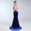 Luxe Bleu Marine Robe De Soirée 2019 Trompette / Sirène Titulaire Faux Diamant Daim Sans Manches Dos Nu Train De Balayage Robe De Ceremonie