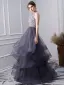 Sexy Bleu Marine Perlage Robe De Bal 2019 Princesse Titulaire Appliques Cristal Faux Diamant Sans Manches Dos Nu Volants en Cascade Longue Robe De Ceremonie