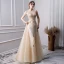 Luxe Doré Fait main Perlage Robe De Soirée 2019 Princesse Encolure Dégagée Cristal En Dentelle Fleur Perle Paillettes Sans Manches Longue Robe De Ceremonie
