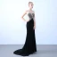 Sexy Black Evening Dresses  2019 Trumpet / Mermaid Scoop Neck Beading Sequins Rhinestone Sleeveless Backless Sweep Train Formal Dresses
