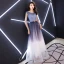 Charmant Grape Dégradé De Couleur 2019 Princesse Robe De Soirée Encolure Dégagée Paillettes Métal Ceinture Sans Manches Dos Nu Longue Robe De Ceremonie