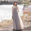Fashion Grey Bridesmaid Dresses 2021 A-Line / Princess Scoop Neck Beading Rhinestone Sequins Lace Flower Short Sleeve Backless Floor-Length / Long Bridesmaid Wedding Party Dresses