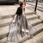 Charming Black Evening Dresses  2019 A-Line / Princess Scoop Neck Sequins 1/2 Sleeves Floor-Length / Long Formal Dresses