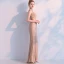 Luxury / Gorgeous Champagne Handmade  Beading Evening Dresses  2019 Trumpet / Mermaid High Neck Crystal Rhinestone Sleeveless Floor-Length / Long Formal Dresses