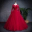 Élégant Bleu Marine Robe De Bal 2019 Princesse Encolure Dégagée Perlage Perle Daim Fleur Manches Longues Longue Robe De Ceremonie
