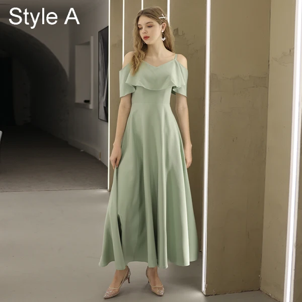 Modest / Simple Sage Green Bridesmaid Dresses 2021 A-Line / Princess Scoop Neck Bow Short Sleeve Backless Bridesmaid Wedding Party Dresses