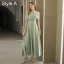 Modest / Simple Sage Green Bridesmaid Dresses 2021 A-Line / Princess Scoop Neck Bow Short Sleeve Backless Bridesmaid Wedding Party Dresses