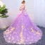 Chic / Beautiful Lilac Prom Dresses 2019 A-Line / Princess Scoop Neck Appliques Lace Flower Pearl Backless Sleeveless Chapel Train Formal Dresses
