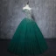 Vintage / Retro Dark Green Handmade  Beading Prom Dresses 2019 A-Line / Princess Off-The-Shoulder Sequins Sleeveless Backless Floor-Length / Long Formal Dresses