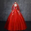 Chinese style Red Prom Dresses 2019 A-Line / Princess High Neck Appliques Lace Pearl 3/4 Sleeve Backless Floor-Length / Long Formal Dresses
