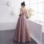 Schöne Rosa Abendkleider 2019 A Linie Spaghettiträger Glanz Polyester Ärmellos Rückenfreies Lange Festliche Kleider