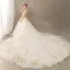 Charming Champagne Wedding Dresses 2019 A-Line / Princess Spaghetti Straps Beading Pearl Lace Flower Sleeveless Backless Royal Train