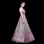 Chic / Beautiful Gradient-Color Candy Pink Evening Dresses  2019 A-Line / Princess V-Neck Glitter Polyester Short Sleeve Floor-Length / Long Formal Dresses