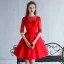 Chic / Beautiful Sky Blue Homecoming Graduation Dresses 2018 A-Line / Princess Appliques Scoop Neck Backless 1/2 Sleeves Short Formal Dresses
