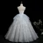 Chic / Beautiful Sky Blue Glitter Lace Flower Appliques Prom Dresses 2025 Ball Gown Strapless Sleeveless Backless Floor-Length / Long Formal Dresses