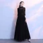 Chic / Beautiful Sky Blue Prom Dresses 2018 A-Line / Princess Lace Flower High Neck 1/2 Sleeves Floor-Length / Long Formal Dresses
