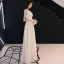 Elegant Ensfarget Champagne Selskapskjoler 2019 Prinsesse Scoop Halsen Perle Rhinestone Uten Ermer Lange Formelle Kjoler