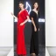 Chic / Belle Noire Robe De Soirée 2019 Trompette / Sirène Col Haut En Dentelle Fleur Manches Courtes Longue Robe De Ceremonie
