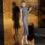 Sparkly Silver Evening Dresses  2019 Trumpet / Mermaid Scoop Neck Sequins Sleeveless Tea-length Formal Dresses