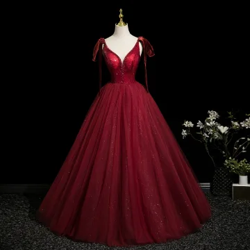 Bling Bling Burgundy Beading Sequins Prom Dresses 2025 Ball Gown Spaghetti Straps Sleeveless Backless Floor Length Long Formal Dresses