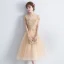 Chic / Beautiful Champagne Homecoming Graduation Dresses 2018 A-Line / Princess Sequins Lace Flower Scoop Neck Short Sleeve Knee-Length Formal Dresses