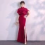 Chinese style Black Evening Dresses  2019 Trumpet / Mermaid High Neck Short Sleeve Split Front Floor-Length / Long Formal Dresses
