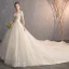 Charmant Champagne Robe De Mariée 2019 Princesse De l'épaule Étoile En Dentelle Fleur Perle Paillettes Manches Courtes Dos Nu Royal Train