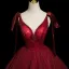 Bling Bling Burgundy Beading Sequins Prom Dresses 2025 Ball Gown Spaghetti Straps Sleeveless Backless Floor-Length / Long Formal Dresses