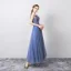 Chic / Beautiful Ocean Blue Evening Dresses  2019 A-Line / Princess Strapless Sleeveless Sequins Backless Floor-Length / Long Formal Dresses