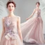 Élégant Perle Rose Robe De Soirée 2019 Princesse Encolure Dégagée Appliques En Dentelle Fleur Noeud Perlage Perle Faux Diamant Sans Manches Dos Nu Longue Robe De Ceremonie