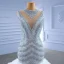 High-end White Glitter Wedding Dresses 2021 Trumpet / Mermaid Scoop Neck Beading Crystal Sequins Sleeveless Chapel Train Wedding