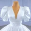 Victorian Style Vintage / Retro Ivory Satin Wedding Dresses 2021 Ball Gown V-Neck Puffy Short Sleeve Royal Train Wedding