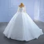 Elegant High-end White Wedding Dresses 2021 Ball Gown Scoop Neck Beading Pearl Sequins Long Sleeve Chapel Train Wedding