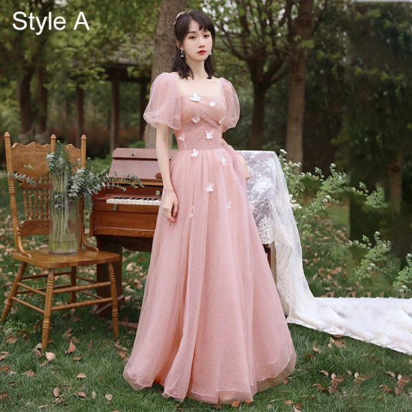 Chic / Beautiful Blushing Pink Lace Butterfly Bridesmaid Dresses 2021 A-Line / Princess Short Sleeve Backless Floor-Length / Long Bridesmaid Wedding Party Dresses