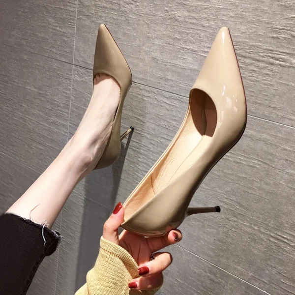 Fashion White Office OL Pumps 2021 7 cm Stiletto Heels Pointed Toe Pumps High Heels