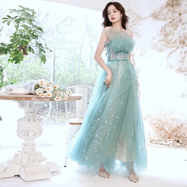 2 piece mint green prom dress Mint Green Prom Dress Removable Spaghetti Straps Sweetheart Ruched Sheath Stretch Satin Prom Dress With Slit