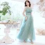 Elegant Mint Green Glitter Prom Dresses 2021 A-Line / Princess Strapless Beading Lace Sleeveless Backless Floor-Length / Long Prom Formal Dresses